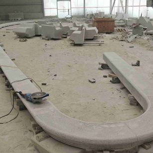 鸡西 芝麻白花岗岩弧形花坛石，坐凳石