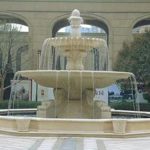 鸡西 黄金麻花岗岩异型加工——户外庭院石雕流水喷泉