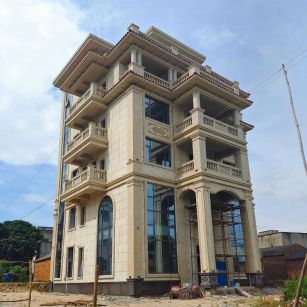 鸡西 黄金麻花岗岩石材别墅外墙干挂搭配（雕花栏杆花瓶柱门楼罗马柱）