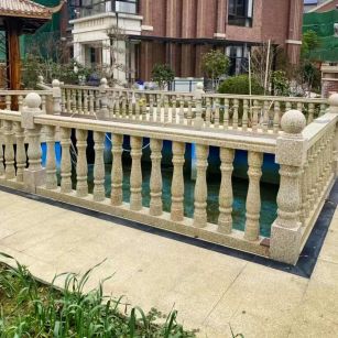 鸡西黄金麻花岗岩石材栏杆，扶手，将军柱，花瓶柱