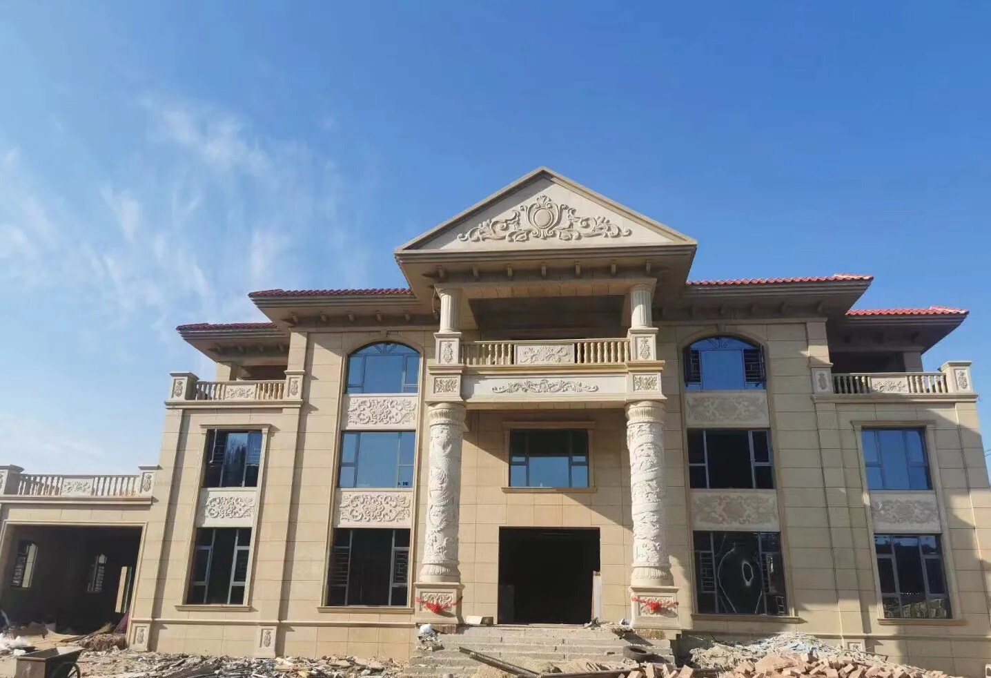 鸡西 黄金麻花岗岩别墅外墙干挂