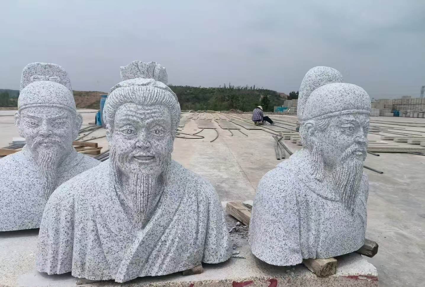 鸡西 白麻花岗岩石材人物立体雕刻