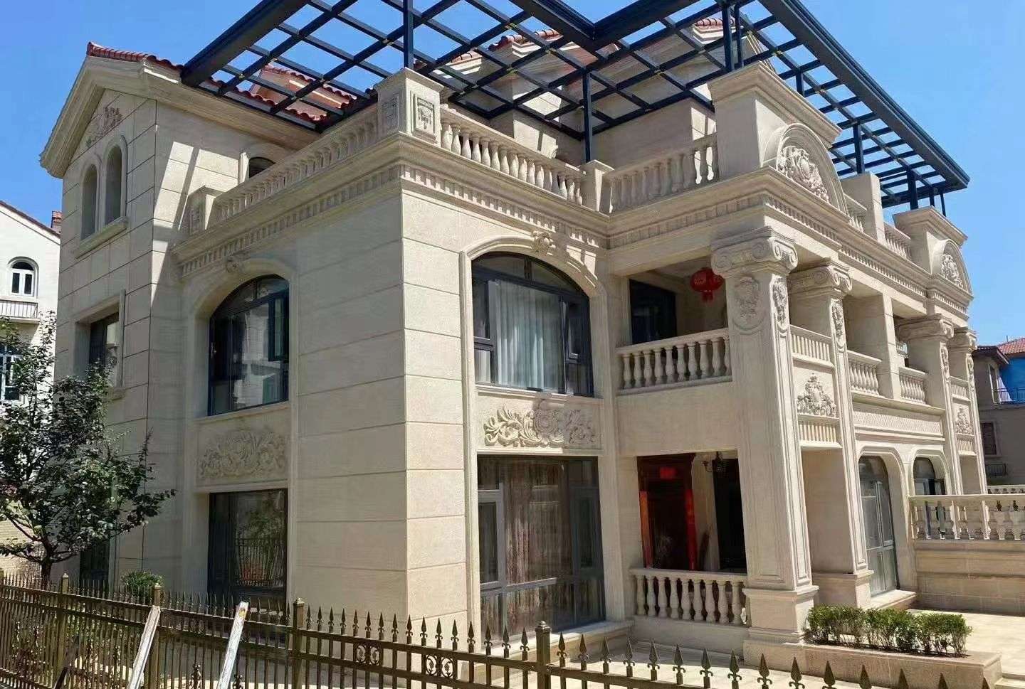 鸡西 黄金麻花岗岩荔枝面别墅外墙干挂