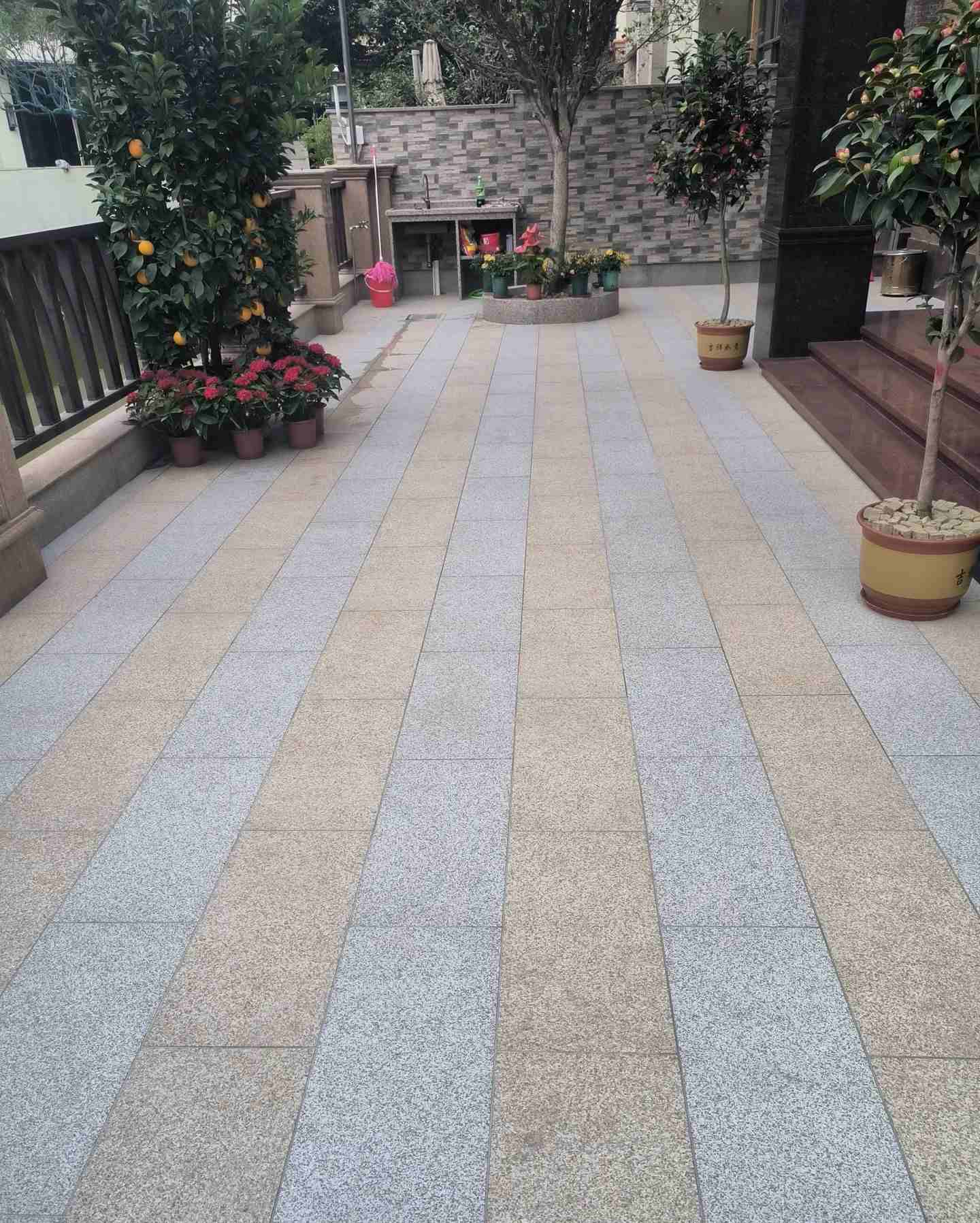 鸡西 黄金麻白麻荔枝面庭院铺装展示